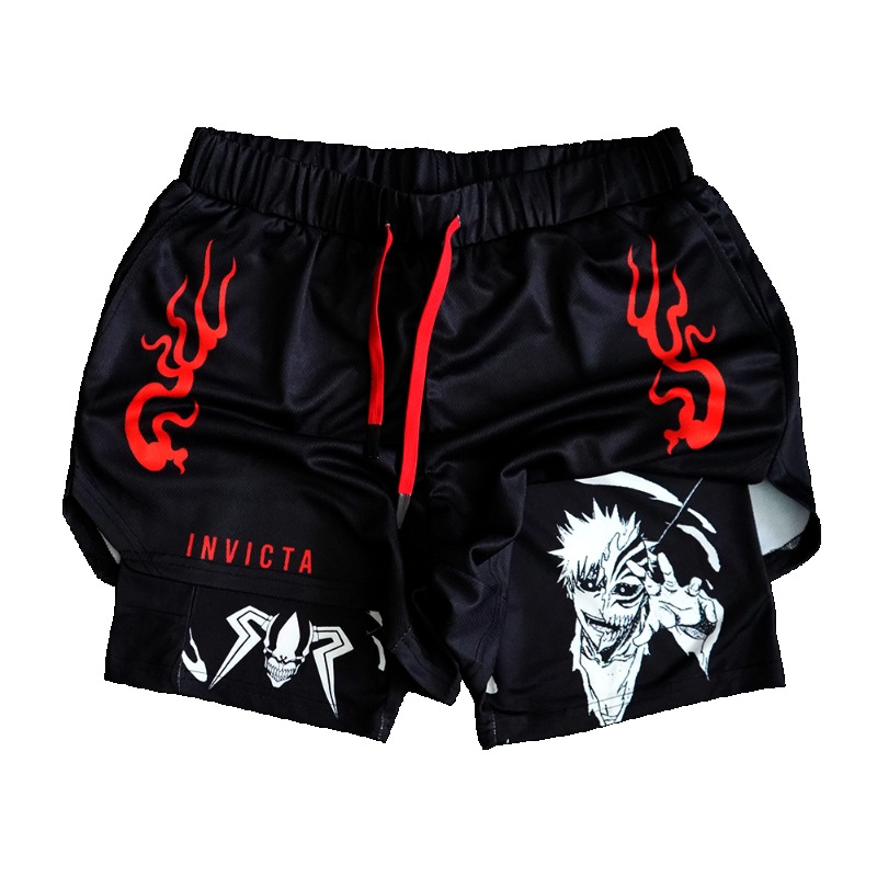 Cosplay Flame Prop - Short de compression 2-en-1 Anime BLEACH